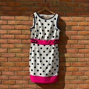 AGB Black Polka Dot Dress with Pink Trim